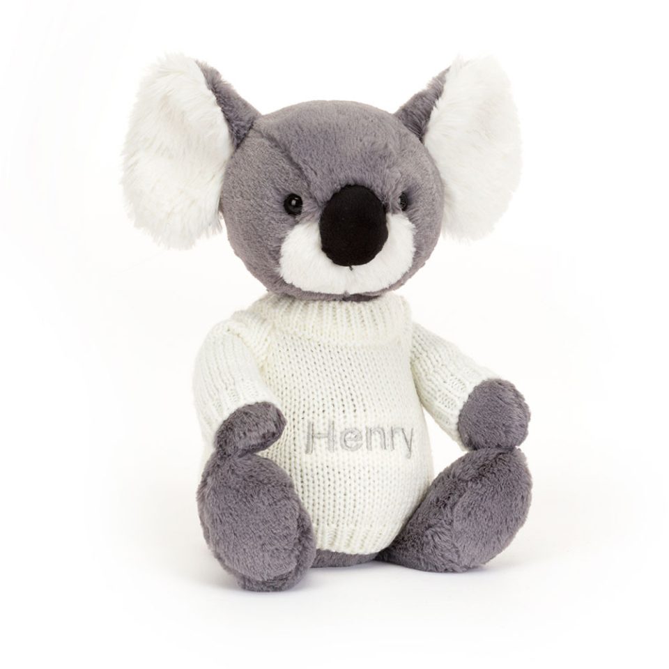 Bashful Koala with Personalised Cream Jumper