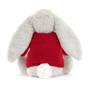 Bashful Silver Bunny with Personalised Red Jumper