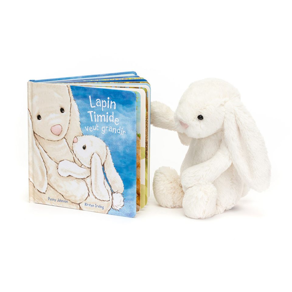 Lapin Timide Veut Grandir Livre and Bashful Cream Bunny Medium